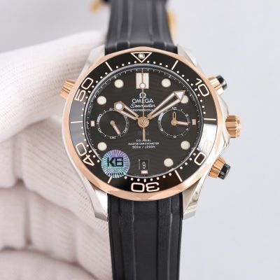 Replica Omega Seamaster Diver 300 2025 Bezel Insert Chronograph 44MM Black Watch